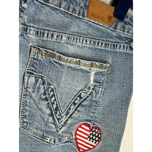 Vigoss Cut Off Shorts Women's Size 13 USA Heart Faded Slits on Side 34" Waist - Picture 3 of 11